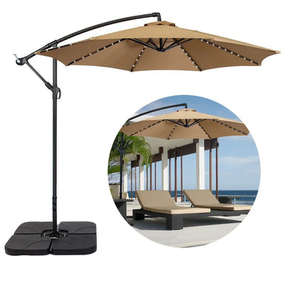 Ombrelone Guarda Sol Gold Led Alumínio C/ Base 130 L